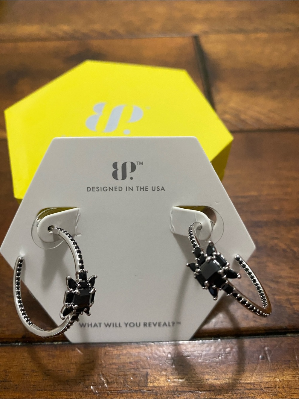 Bomb Party OG Originals Earrings - Black Onyx Cubic Zirconia - Rhodium Plating - Picture 2 of 2